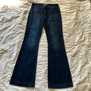 Dex Dark Blue high waist flare dark blue jeans, Size 28.